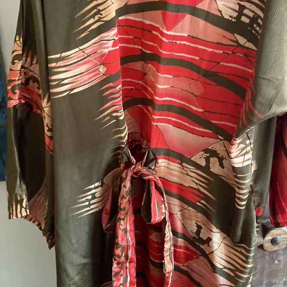 Vintage 100% silk amazing abstract print kimono cover up duster - Picture 15 of 16
